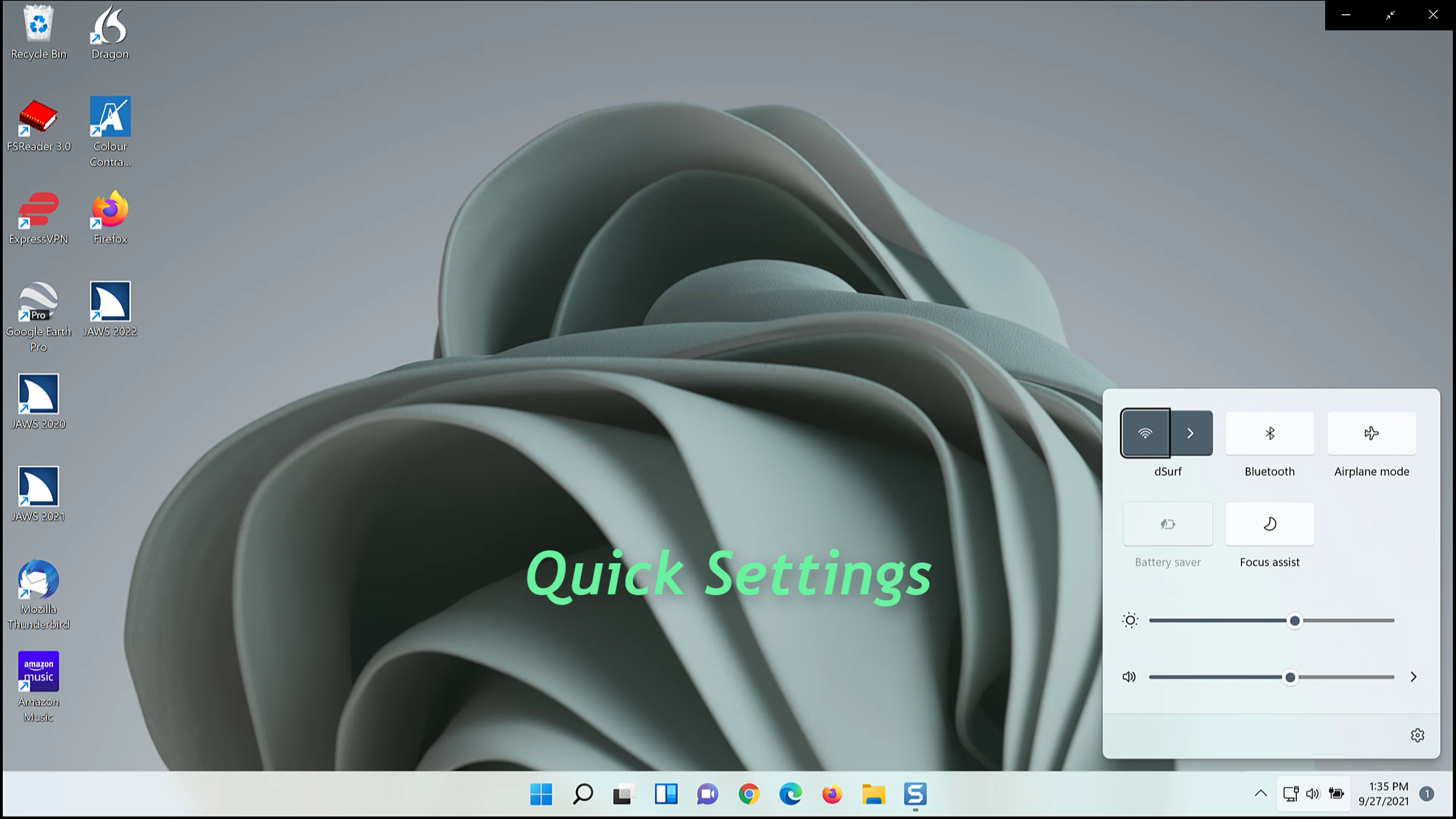 Quick Settings panel in Windows 11
