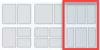 Snap layout grids for larger monitors may show a couple of additional options. There are six different layout grids available in this image.